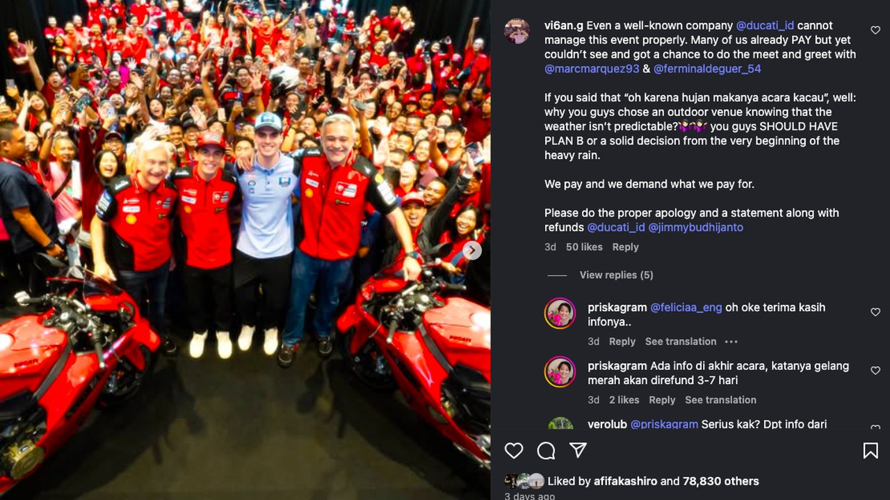 Fans Marc Marquez di Indonesia Kecewa, Minta Pengembalian Uang Tiket Meet and Greet
