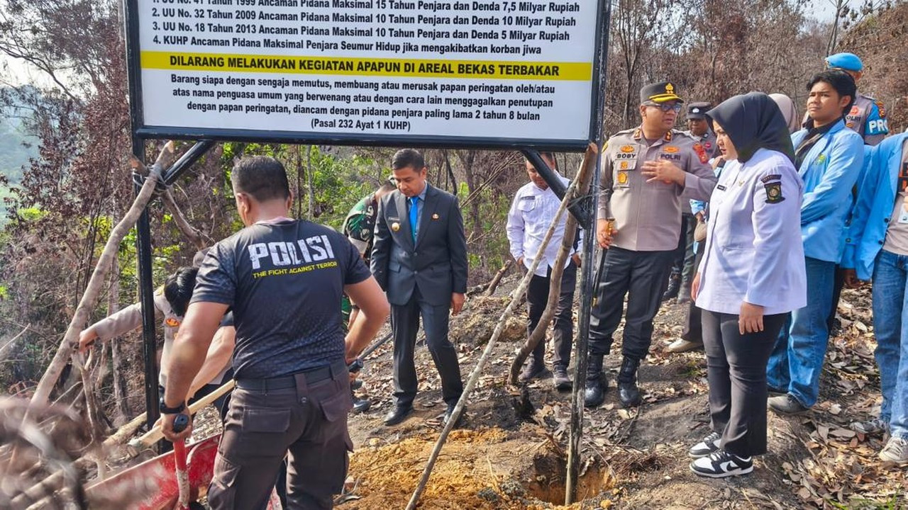 Polres Kampar Pasang 32 Plang Peringatan di Lahan Bekas Karhutla