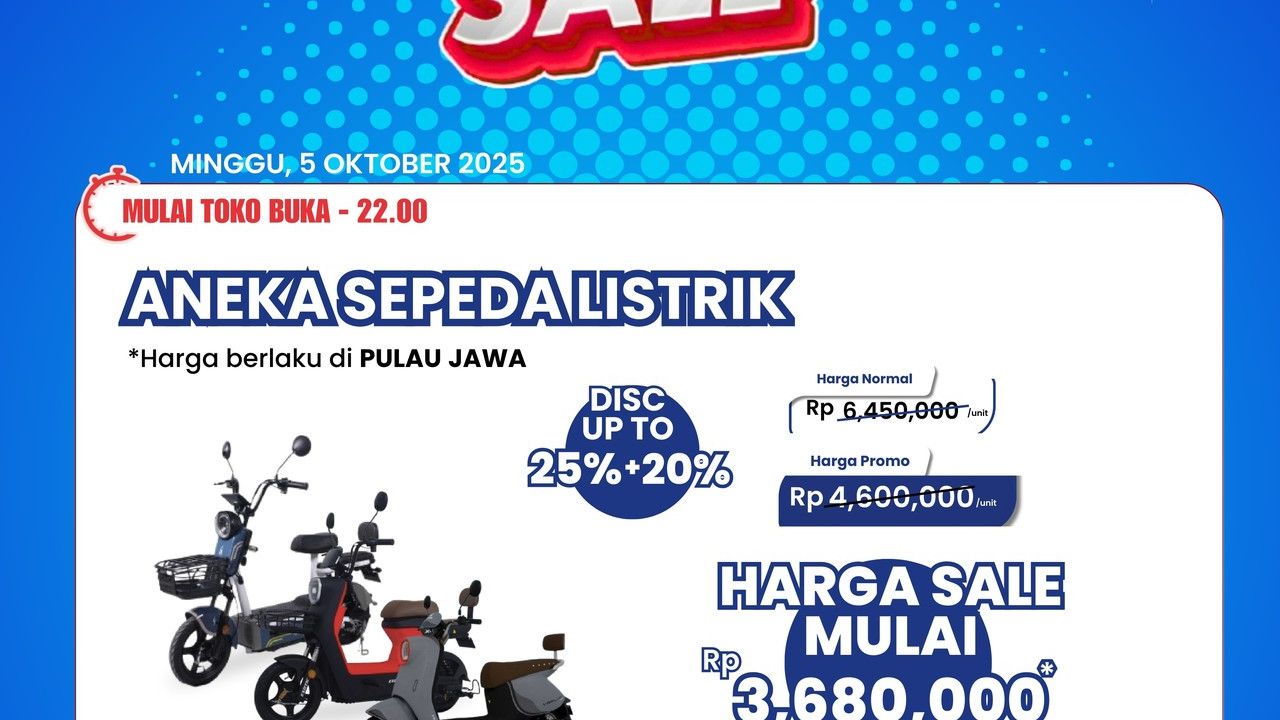 Transmart Full Day Sale Tawarkan Diskon Sepeda Listrik hingga 45%